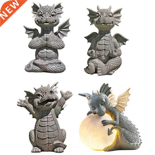 Small Dinosaur Shape Meditation Sculpture Resin Home Desk