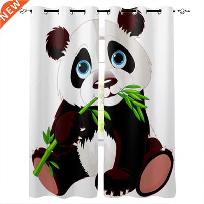 Cute Panda Bamboo Window Curtains for Living Room Luxury