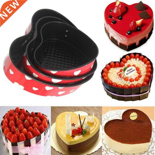 3Pcs Heart Shaped Cake Mold Living Bottom Carbon Steel Mold