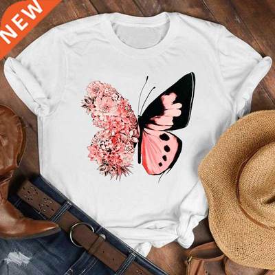 Women Lady Cartoon Butterfly Floral Elegant 2022 Fall Autumn