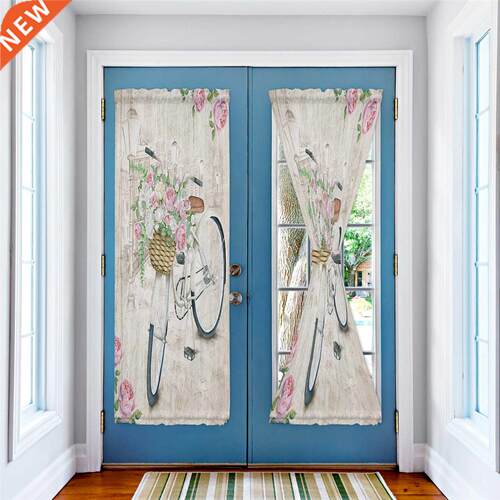 Bicycle Petal Red Basket Door Curtains Decor Home Bedroom