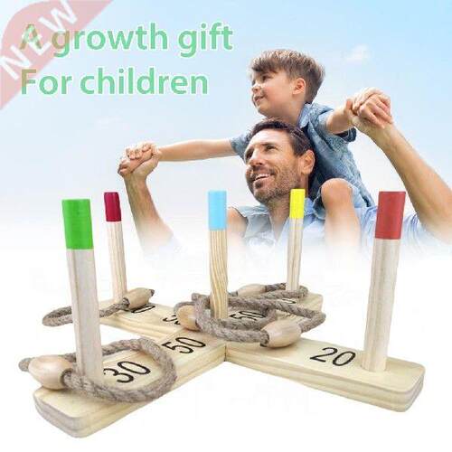Outdoor Wooden Ring Toss Game Set Children Toys Hand-eye