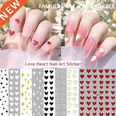 1 Sheet D Nail Sticker Black Heart Love Self-Adhesive