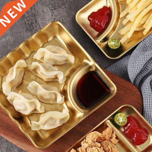 Stainless Steel Square Dining Plate Luxury Gold Serving