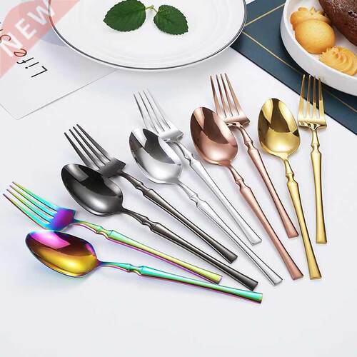 16pcs Gold Cutlery Set Forks Knives Spoons Dinnerware Dishwa