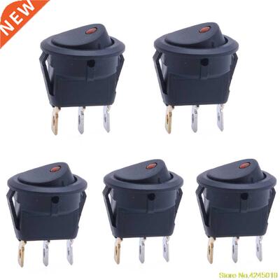 5Pcs voiture 12V Rocker Round Dot Boat Red LED Light Bascule