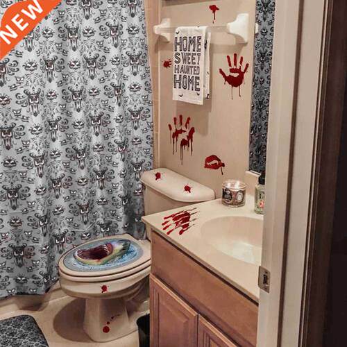 2Pcs Halloween D Fish Toilet Lid Sticker Home Bathroom