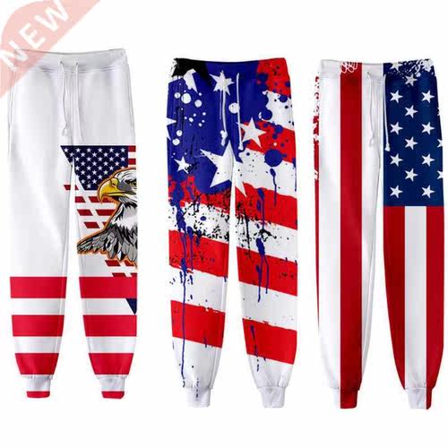 erican Flag Independence Day 3D Joggers Pants Casual Trous