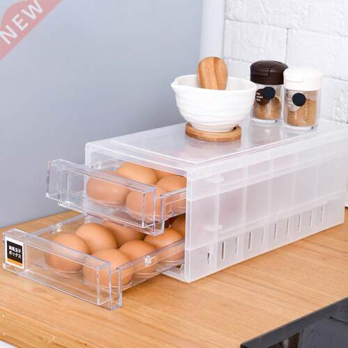 24 Grid Double-Layer Egg Tray Storage Box Drawer Kitchen Ref
