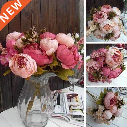 2 Color 1xBouquet Elegant Artificial Peony Silk Flowers 8