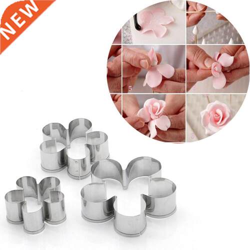 3 Pcs Stainless Steel Sugar Flower Cutting Mold Cookies