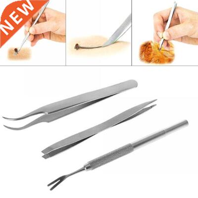 3Pcs Pet Cat Dog Tick Remover Tool Stainless steel Pet Fleas