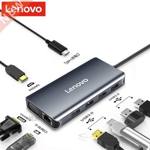 LX0808 USB C HUB to Multi USB 3.0 HDMI VGA RJ45 Adapter Dock