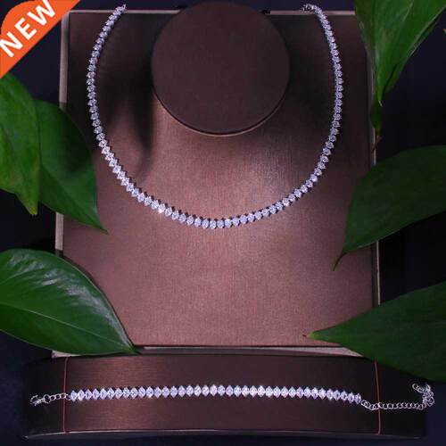 Smple Zrcona Necklace and Bracelet Set for Women Accessor