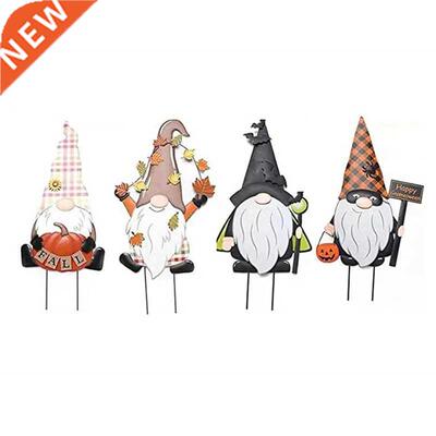 4Pcs Metal Gnome Yard Stake, Halloween Signs Yard
