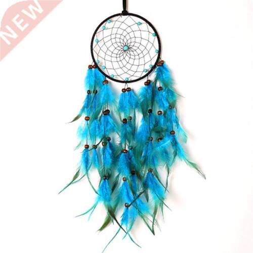 Creative Blue Feather Dream Catcher Wind Chime with LED Ligh