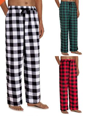Pajama Pants Elastic Waist Dratring Plaid Loose Pajama Tro