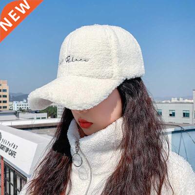 New Lamb Wool Baseball Cap Letter Embroidery Women Sun Hat L