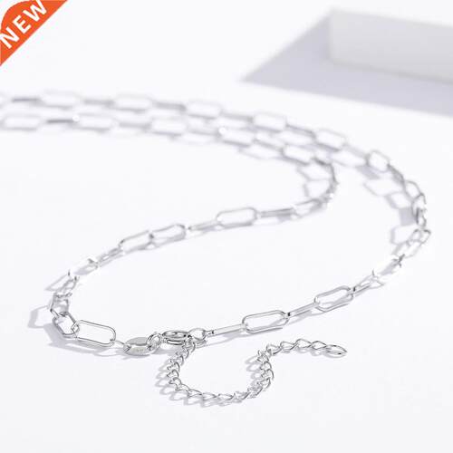 925 Sterling Silver Paperclip Rectangular Cross Chain Link S