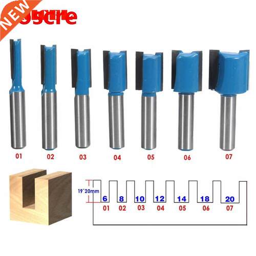 7pcs/set 8mm Shank Straight Router Bit Set 6-20mm Plane Clea