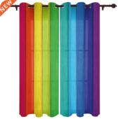 Grain Window Curtains Rainbow Living Wood for Room Vintage