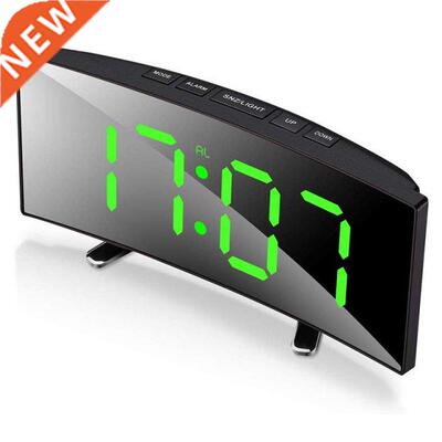 Digital Alarm Clock 7 Inch Curved Dimmable Desk Table Led El