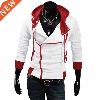 Side Zipper Patchwork Hoodies Men Casual assasins creed Clot