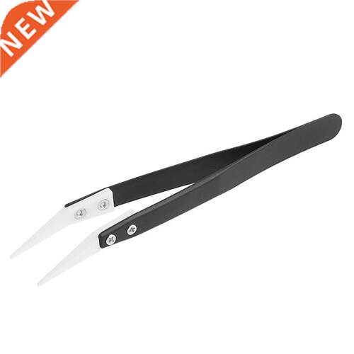 Ceramic Tweezers with Handle Curved Aiming Tweezers Black Re