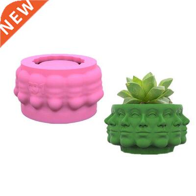 Overlappng Face Slcone Flower Pot Mold Aromatherapy