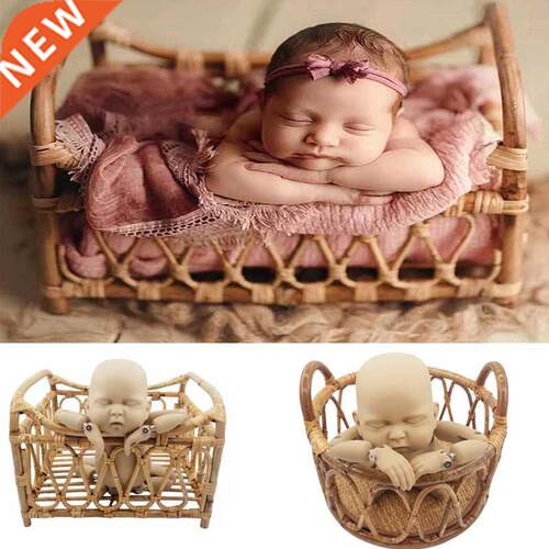 Newborn Photography Props Retro Rattan Round Basket Chair Be