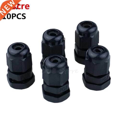 10 Pcs PG7 Black Plastc Waterproof Cable Glands Jonts