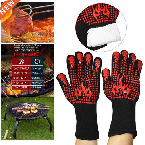 Bbecue Oven Gloves Thick Double Layer Hot Food Gloves for