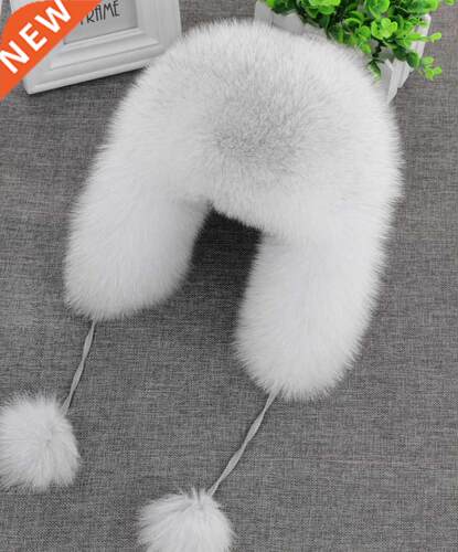 2022 100% Real Fox Fur Hat Women's Russian Ushanka Aviator t