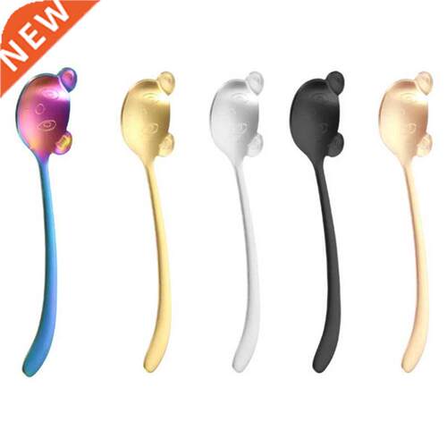 5PCS Cute Bear Coffee Spoon Stainless Steel Spoon Teaspoon D