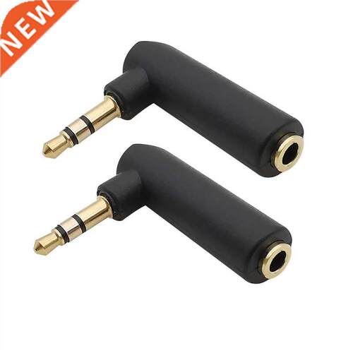 2Pcs Gold-plated Right Angle 3.5mm Jack Female to 3.5mm 3 Po