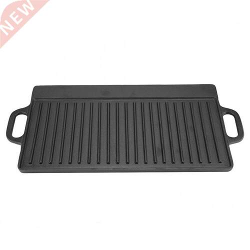 Non-Stick Cast Iron Grill Griddle Pan Ridged and Flat Double