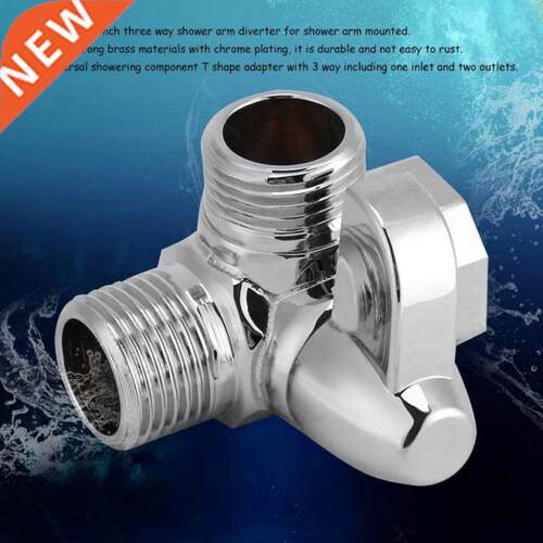 -Way Brass Chrome Diverter G1/2 T Shape Adapter Valve for