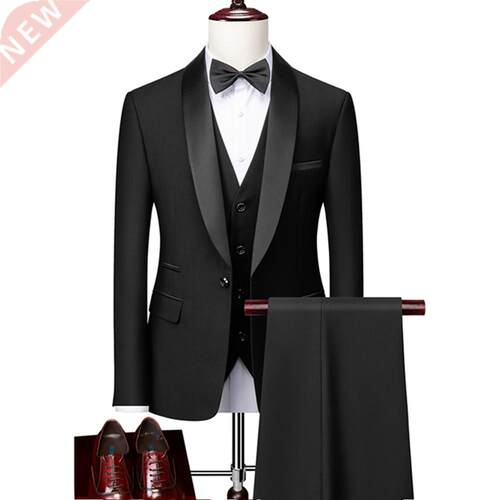 Men Skinny 3 Pieces Set Formal Slim Fit Tuxedo Prom Suit / M