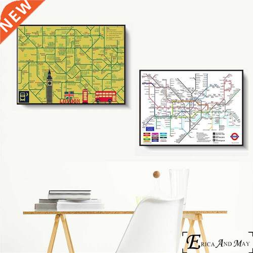 New York London Subway Map Vintage Wall Art Canvas Painting