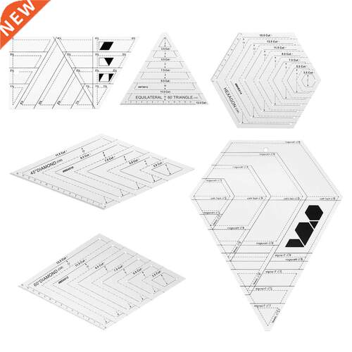 6pcs  Sewng Trangle Template 45 60 Degrees Transparent