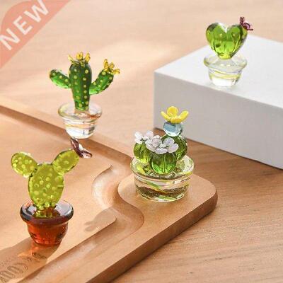 Handmade Murano Glass Cactus Figurines Ornaments Desktop