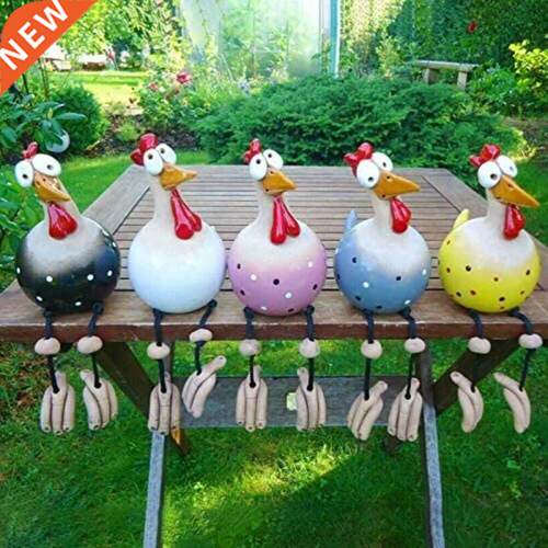 Resin Chicken Sculpture Garden Stake Ornament Funny Cute