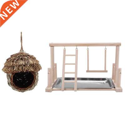 Bird Nest Handmade Woven Straw Bird Cage Parrot & Wood P