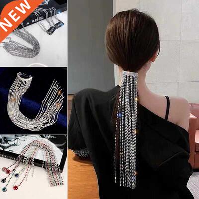 CN 2022 Bling Rhinestones Long Chain Hairclip cate Party Gif