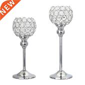 Holders Candle Set Decorative Silver Cryal