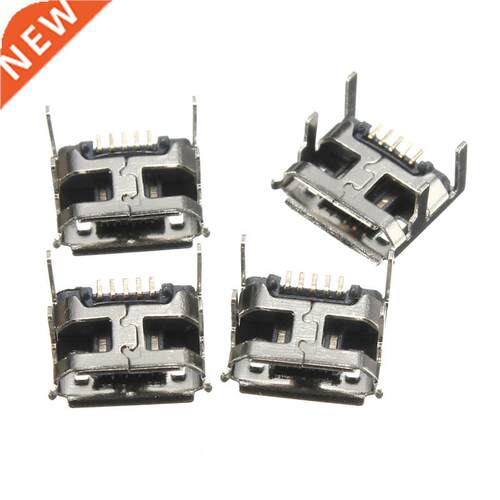 10x Micro USB Jack Type B Female Socket 4 Vertical Legs Fixe