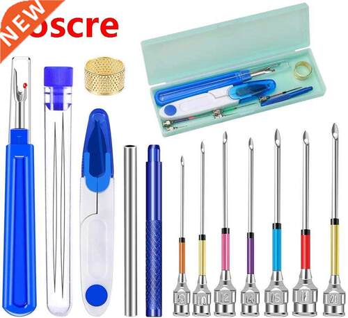 16Pcs Embroidery Punch Needle Kit Seam Ripper Scissors Thre