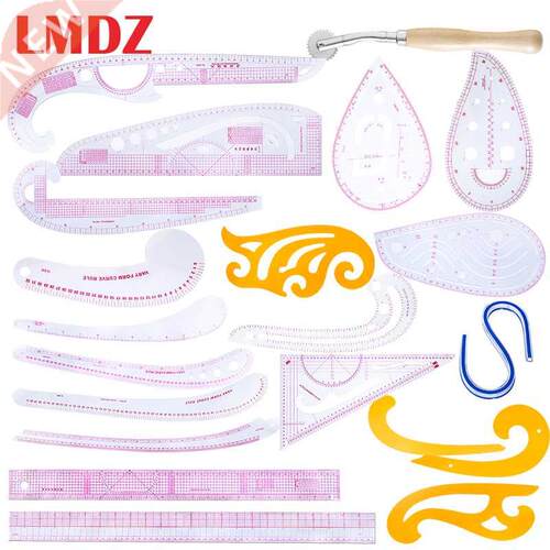 LMDZ 21Pcs Fashion Design Ruler Set Pattern Design Ruler Se