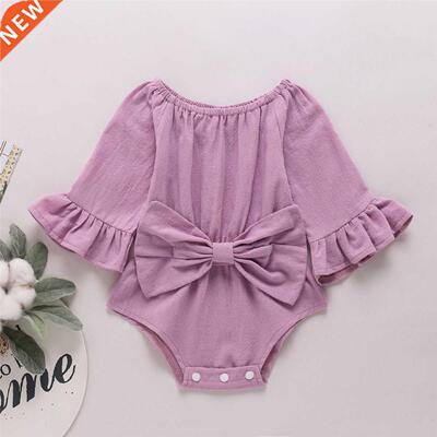 Newborn Infant Baby Girls Romper Cotton Flare Sleeve Baby Pl