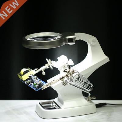 3X 4.5X LED Illuminated DeskMagnifier Helping Hand Auxiliary